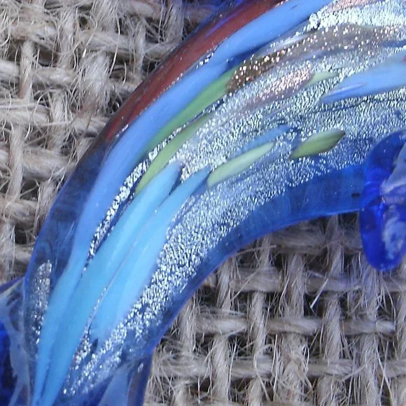 Murano Glass Blue Dolphin Pendant Necklace - Picture 11 of 15